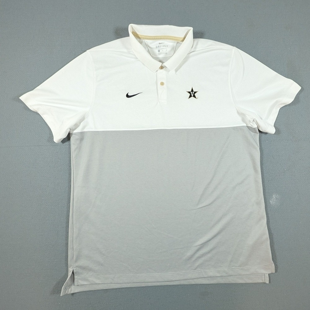 Vanderbilt Commodores Nike Dri-FIT Polo Mens Size XL White Grey AR6524-100 - Picture 2 of 9